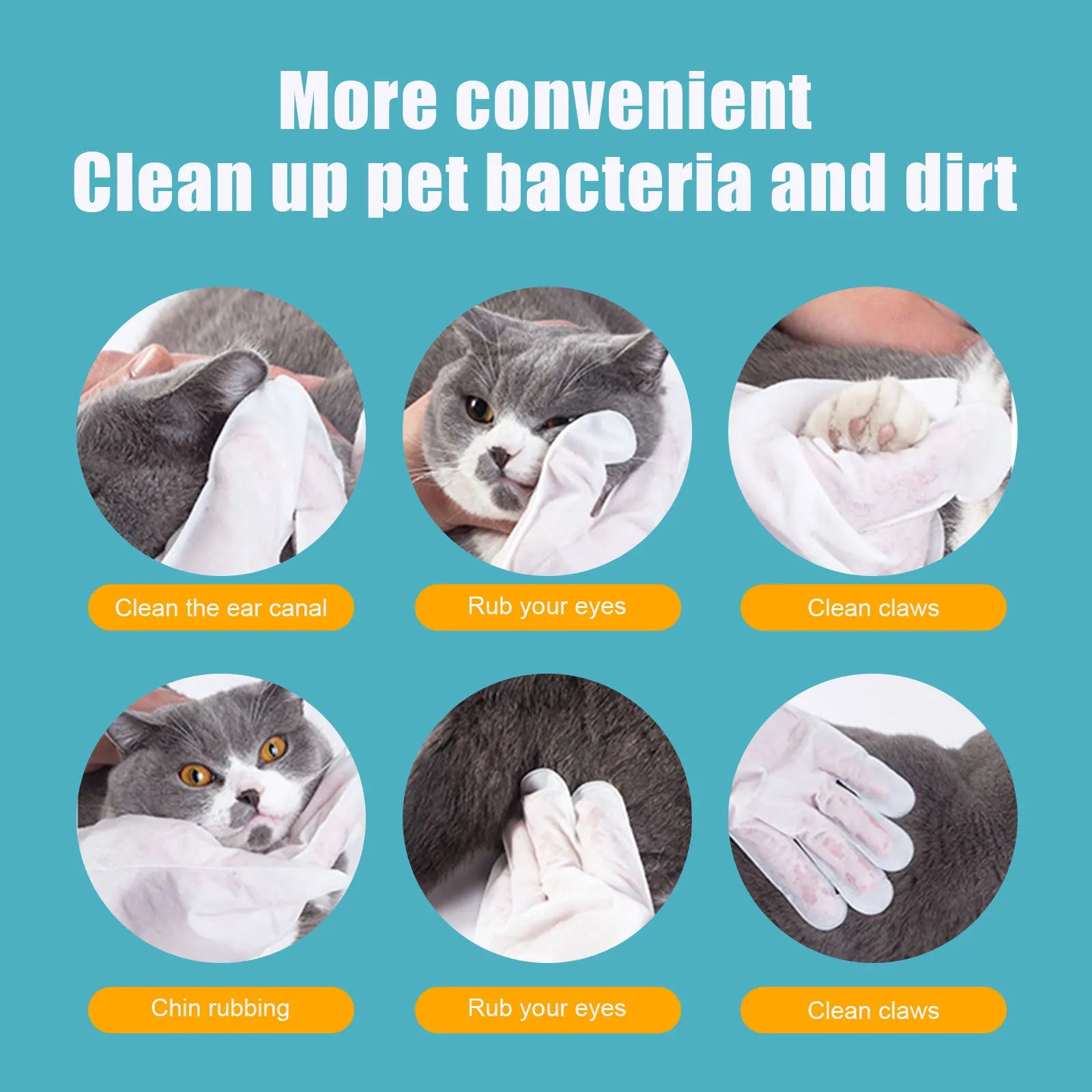 6PCS Natural Disposable Pet Cleaning Gloves