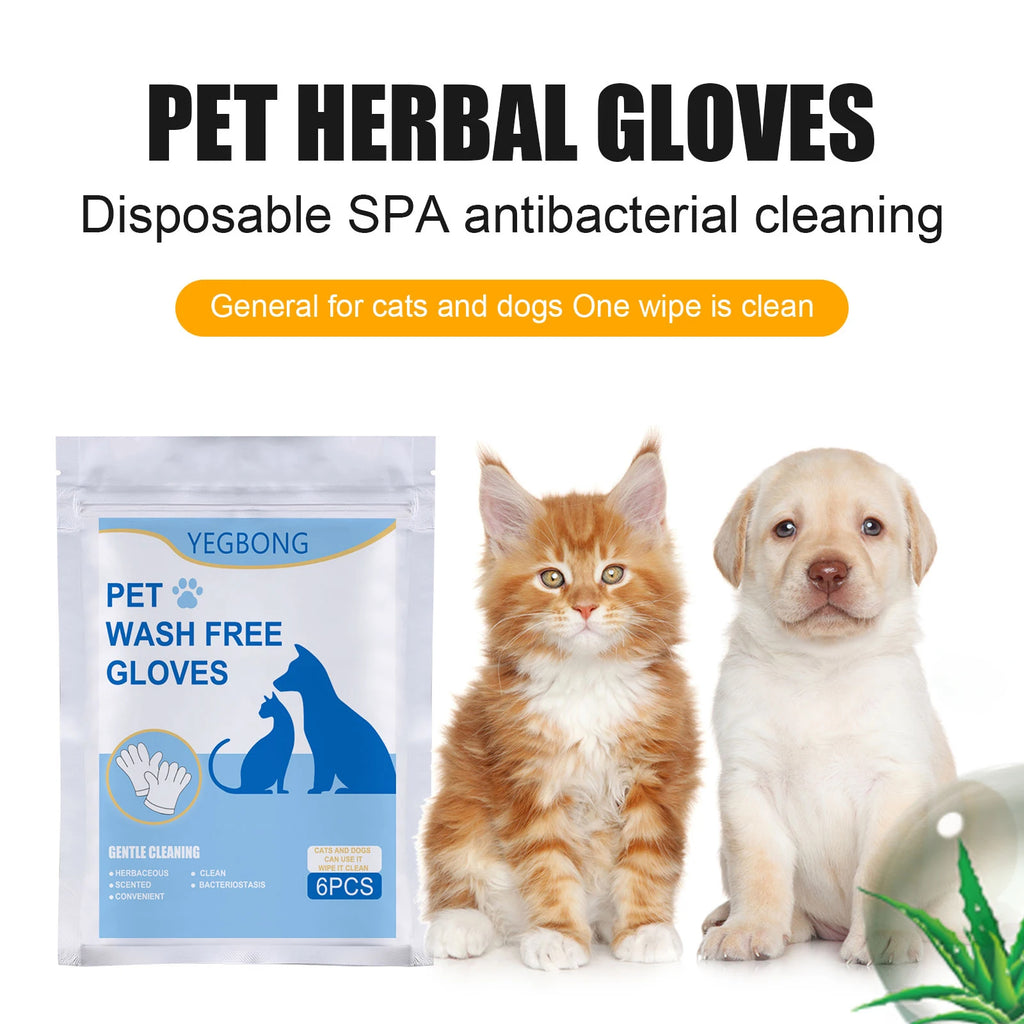 6PCS Natural Disposable Pet Cleaning Gloves
