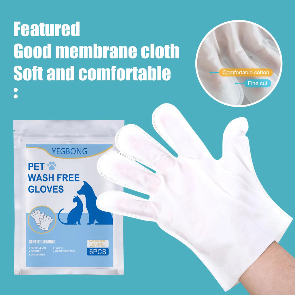 6PCS Natural Disposable Pet Cleaning Gloves
