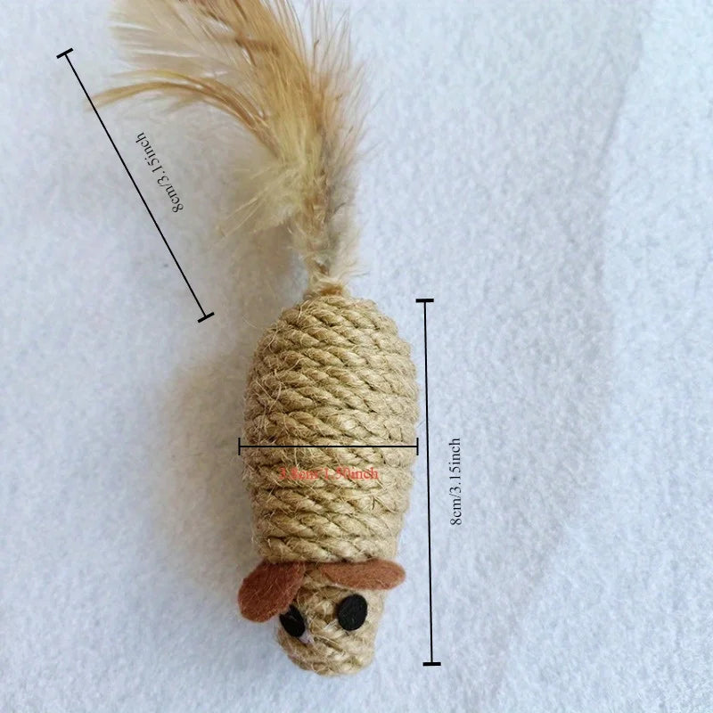 Hemp Rope Feather Mouse Cat Toy 🐱