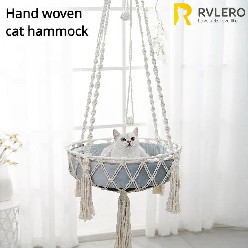 Handwoven Cotton Rope Cat Hammock