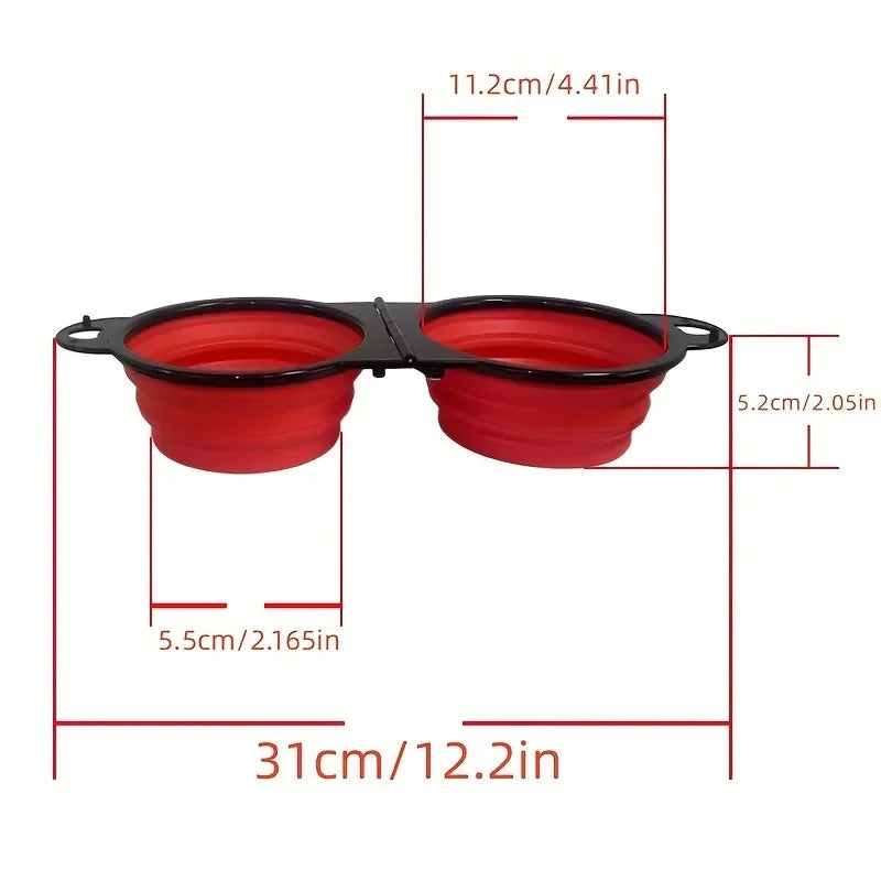 2-in-1 Foldable Dual Pet Bowl