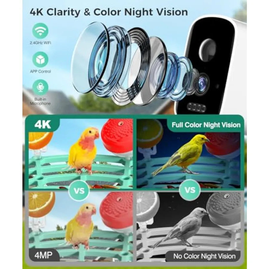 Solar Powered Bird Feeder with Camera 4K HD