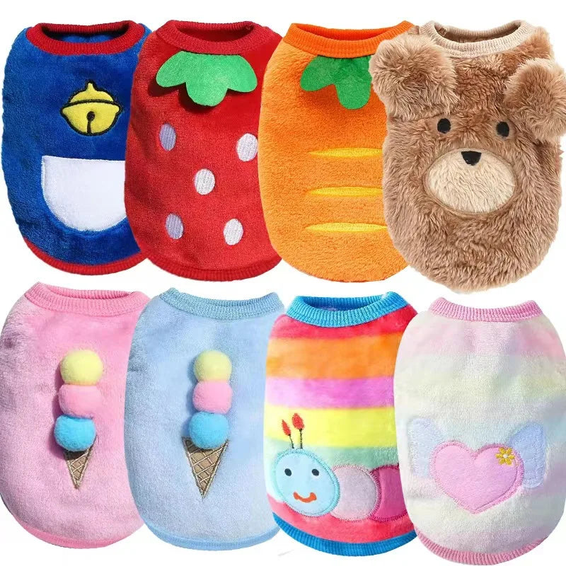 Cartoon Flannel Teacup Dog Clothes