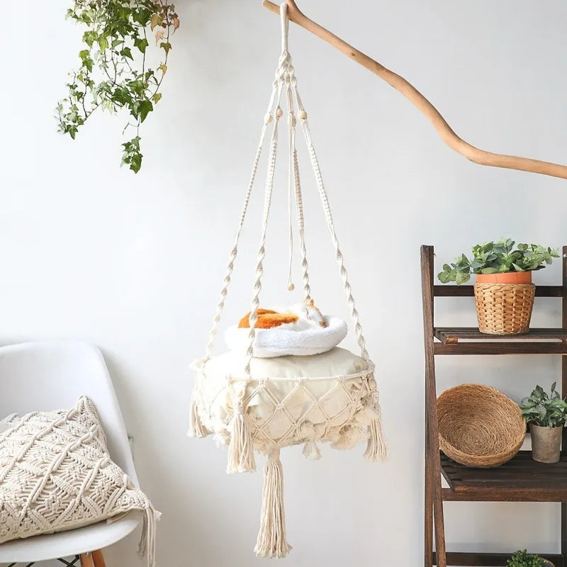 Handwoven Cotton Rope Cat Hammock