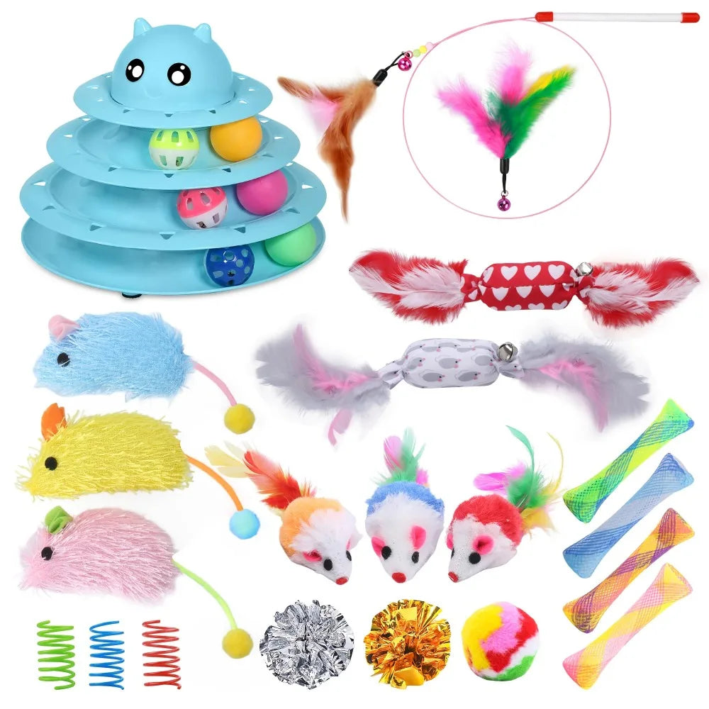 Cat Toy Set with 3-Tier Turntable