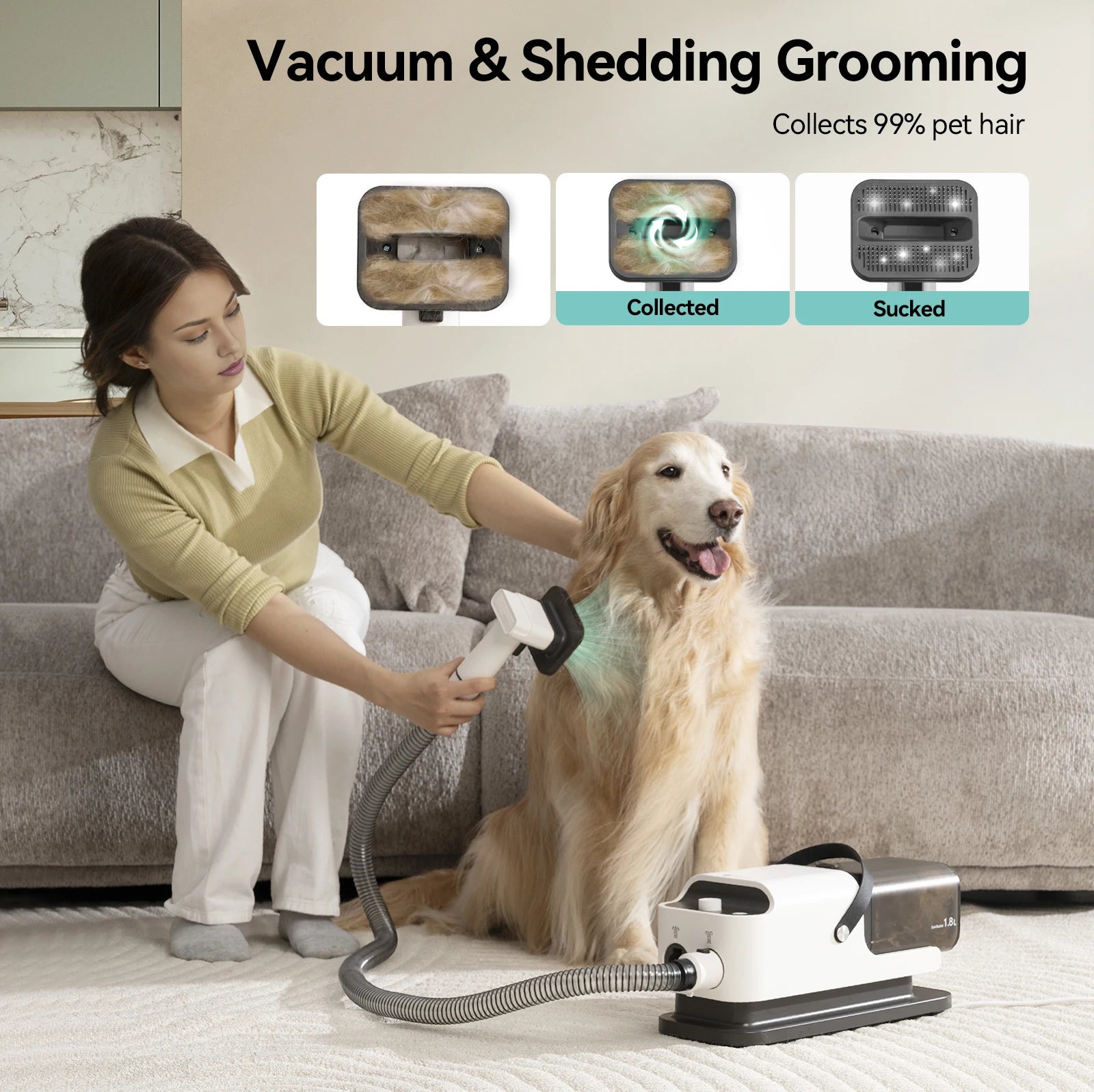 Pet Vacuum, Hair Dryer, and Grooming Clipper