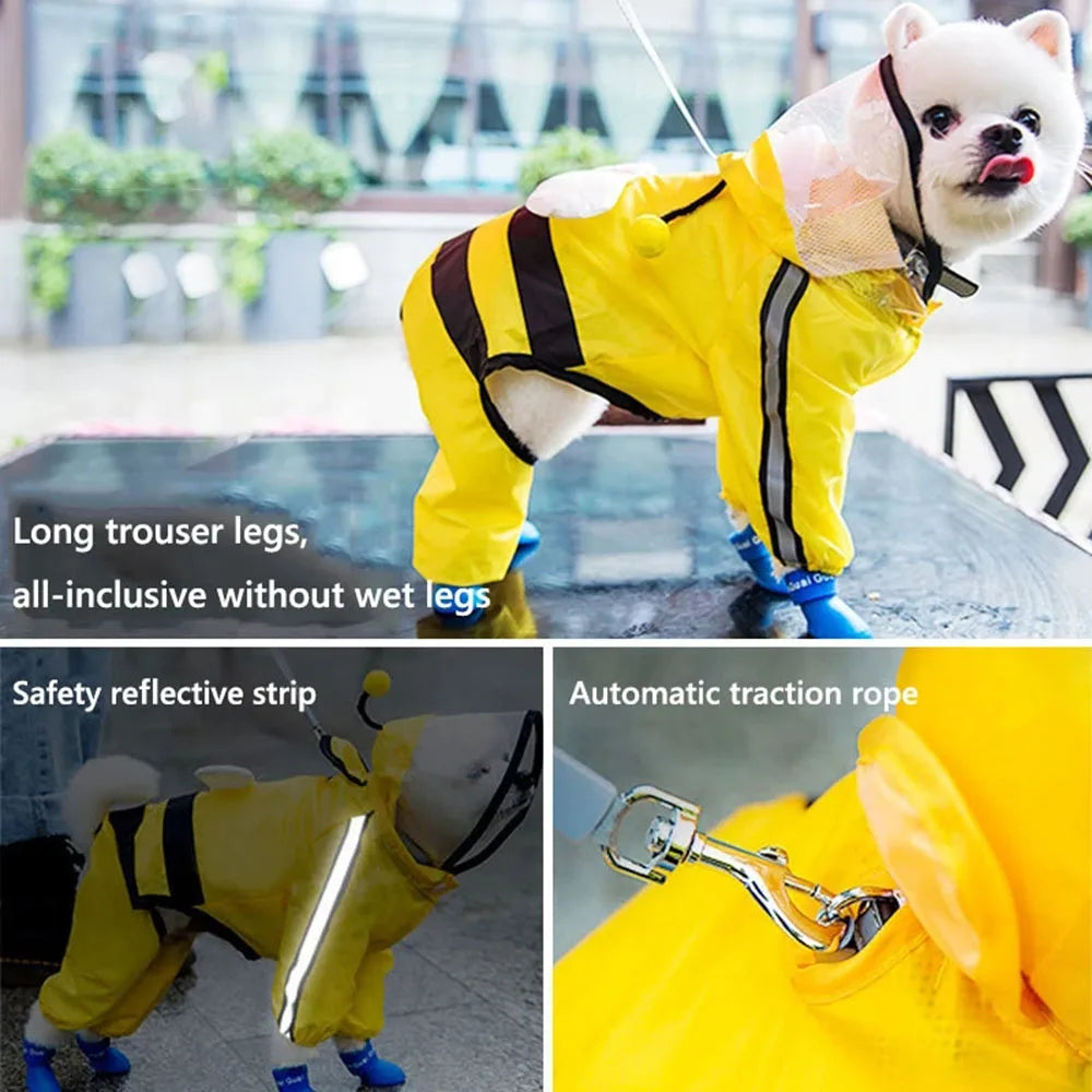 Cute Bear Shape Dog Raincoat