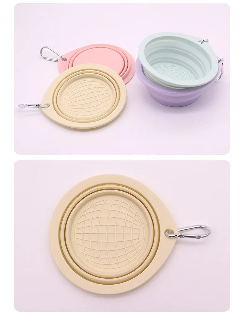 Collapsible Pet Silicone Food Water Bowl