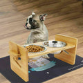 Bamboo Feeder with Stainless Bowls