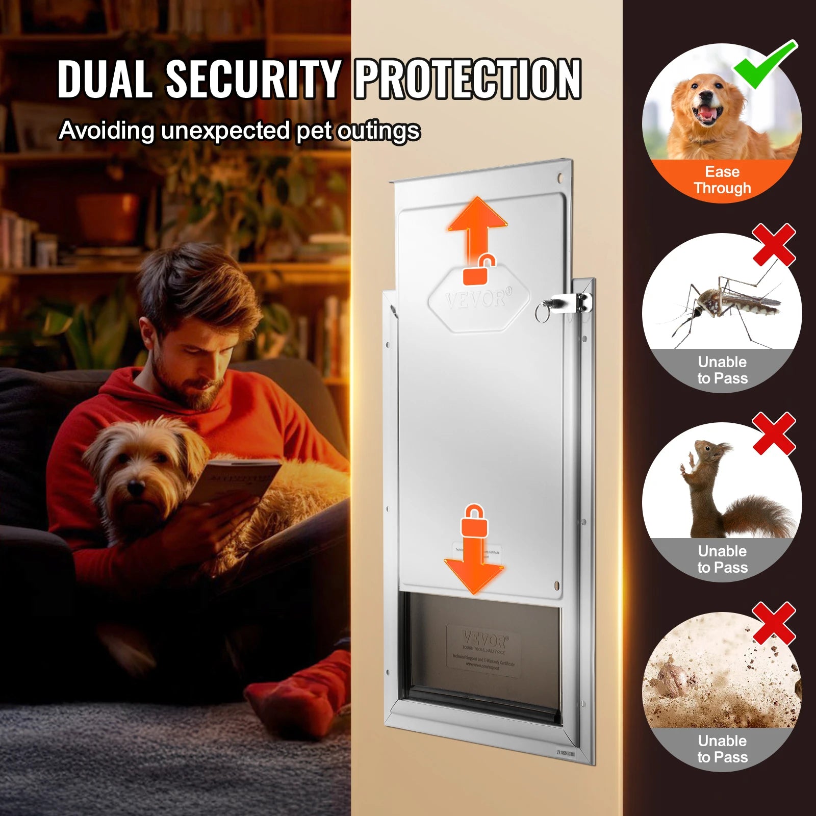 Pet Door  with Lock and Flap System