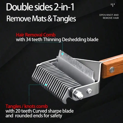 2-in-1 Pet Dematting & Deshedding Comb – Stainless Steel