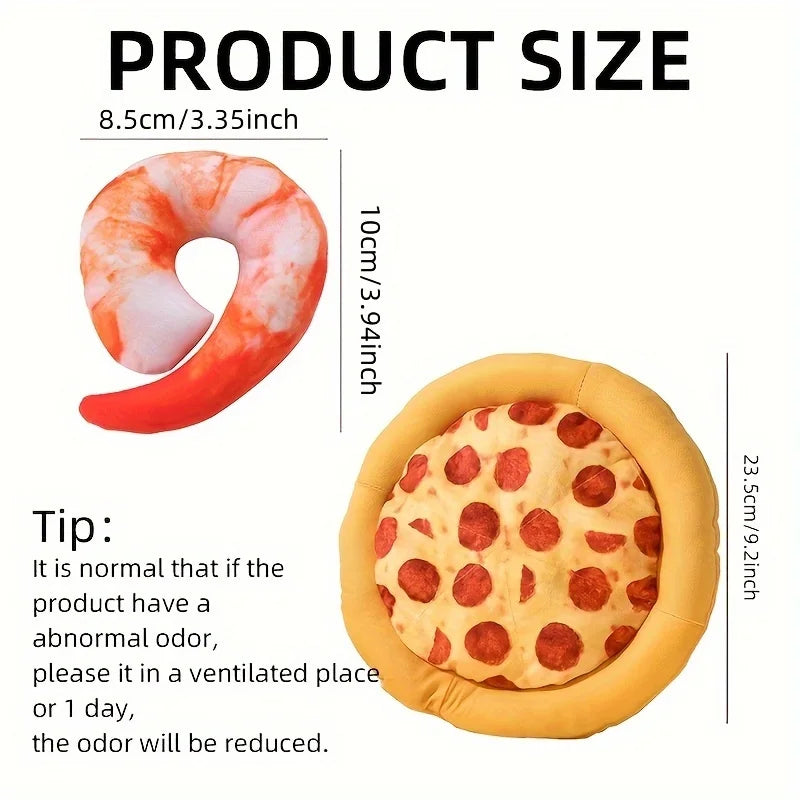 Squeaky Plush Pizza & Shrimp Toy