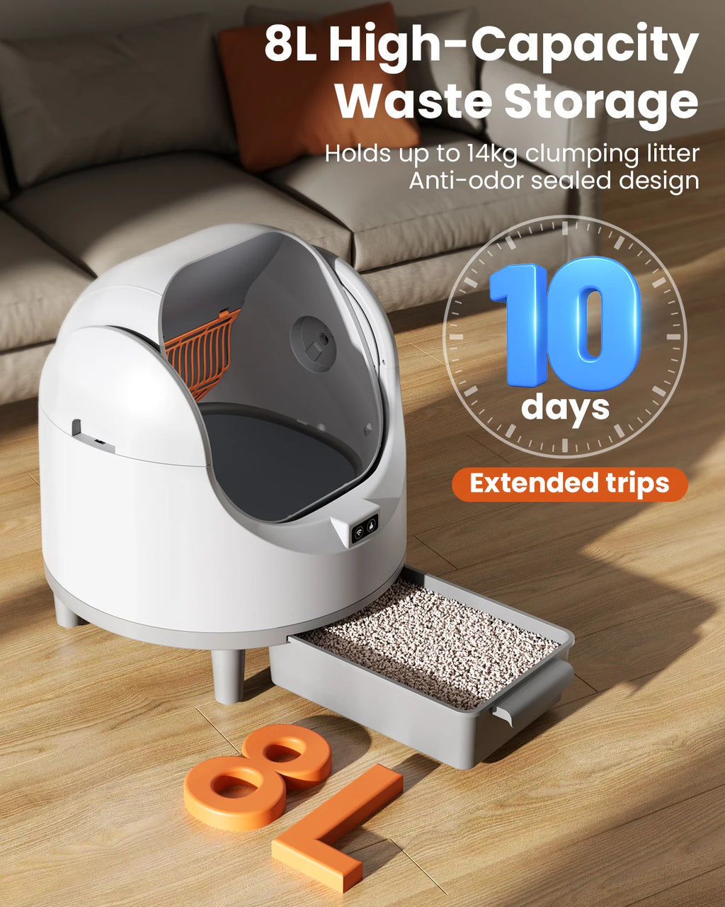 Large Self-Cleaning Cat Litter Box