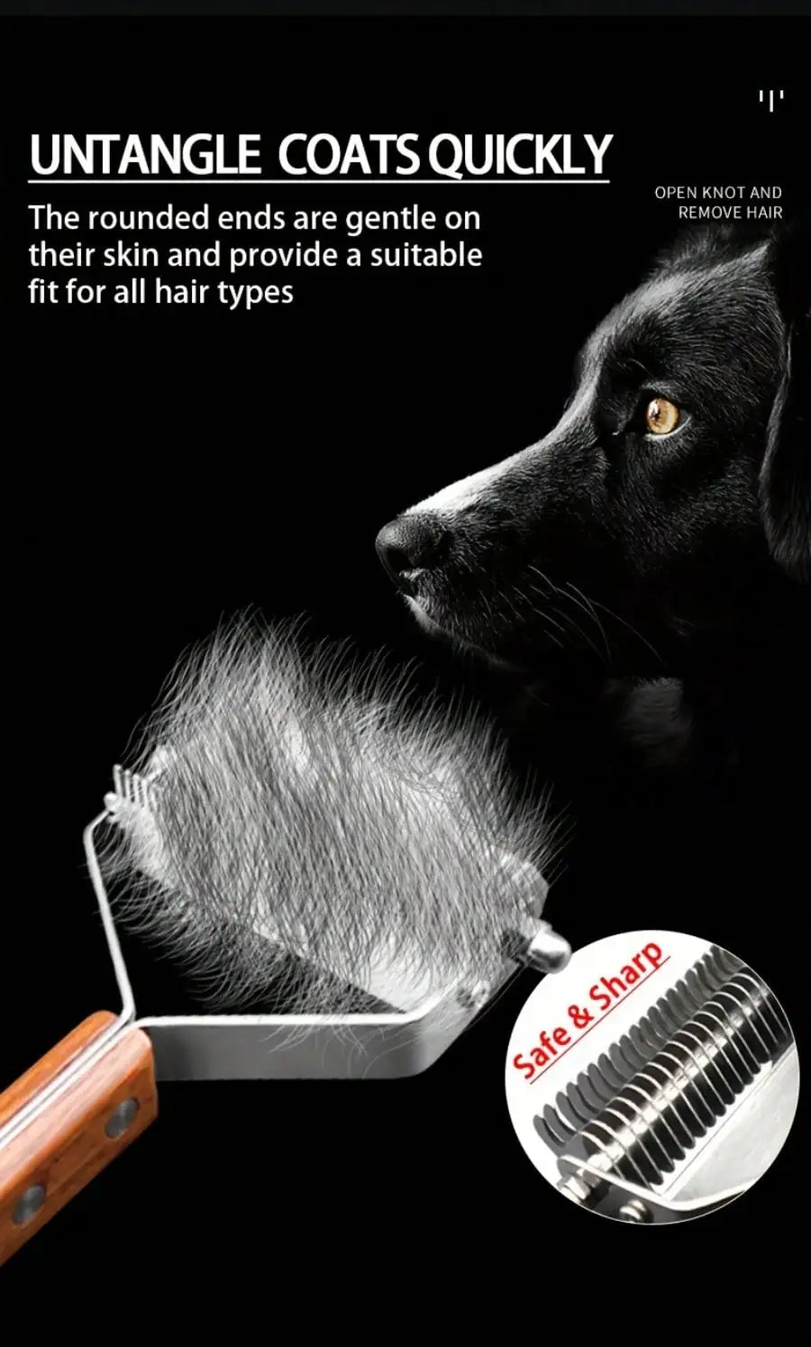 2-in-1 Pet Dematting & Deshedding Comb – Stainless Steel