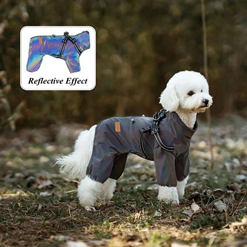 Reflective Dog Raincoat With Harness