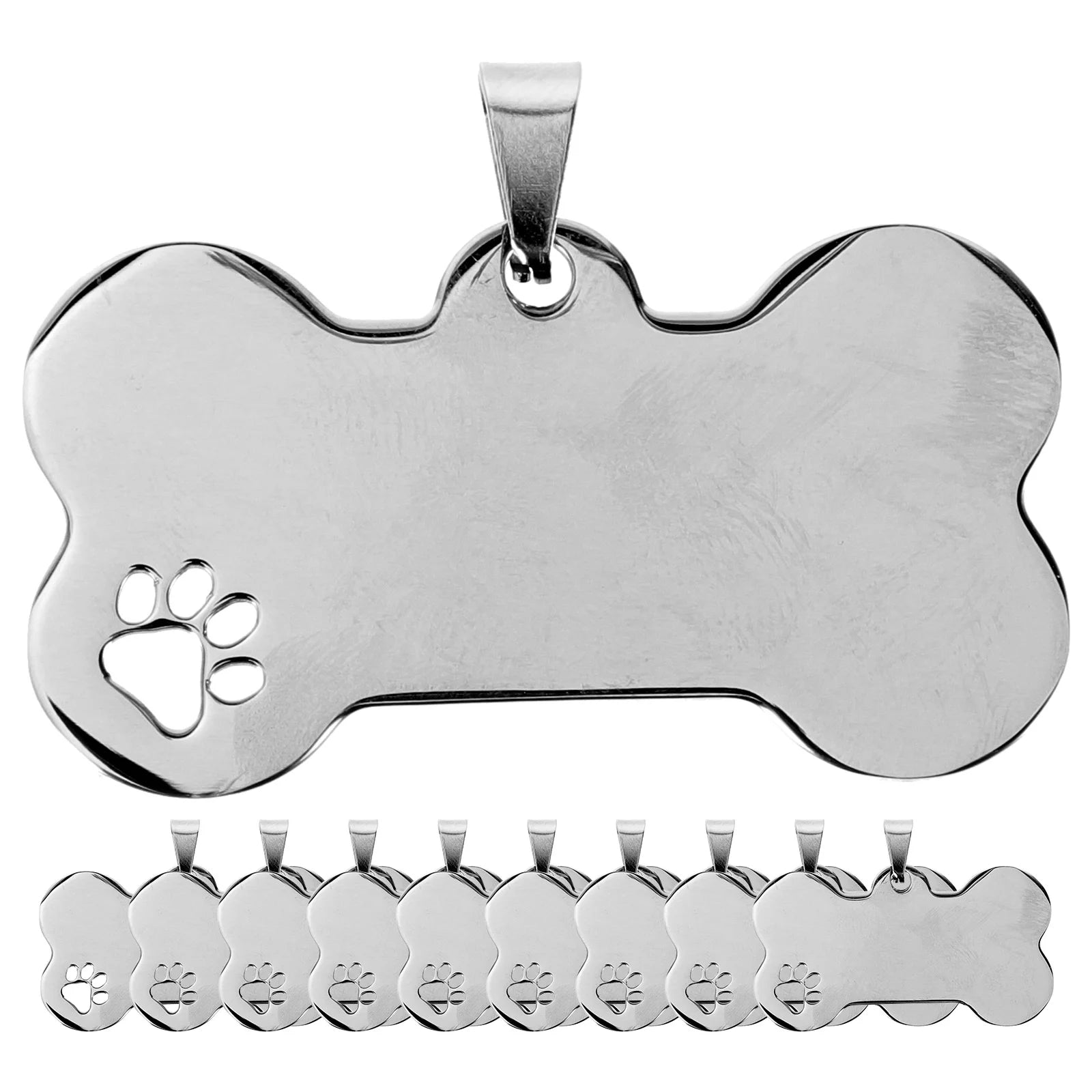 10 Pcs Stainless Steel Personalized Engraved Pet Id Tags