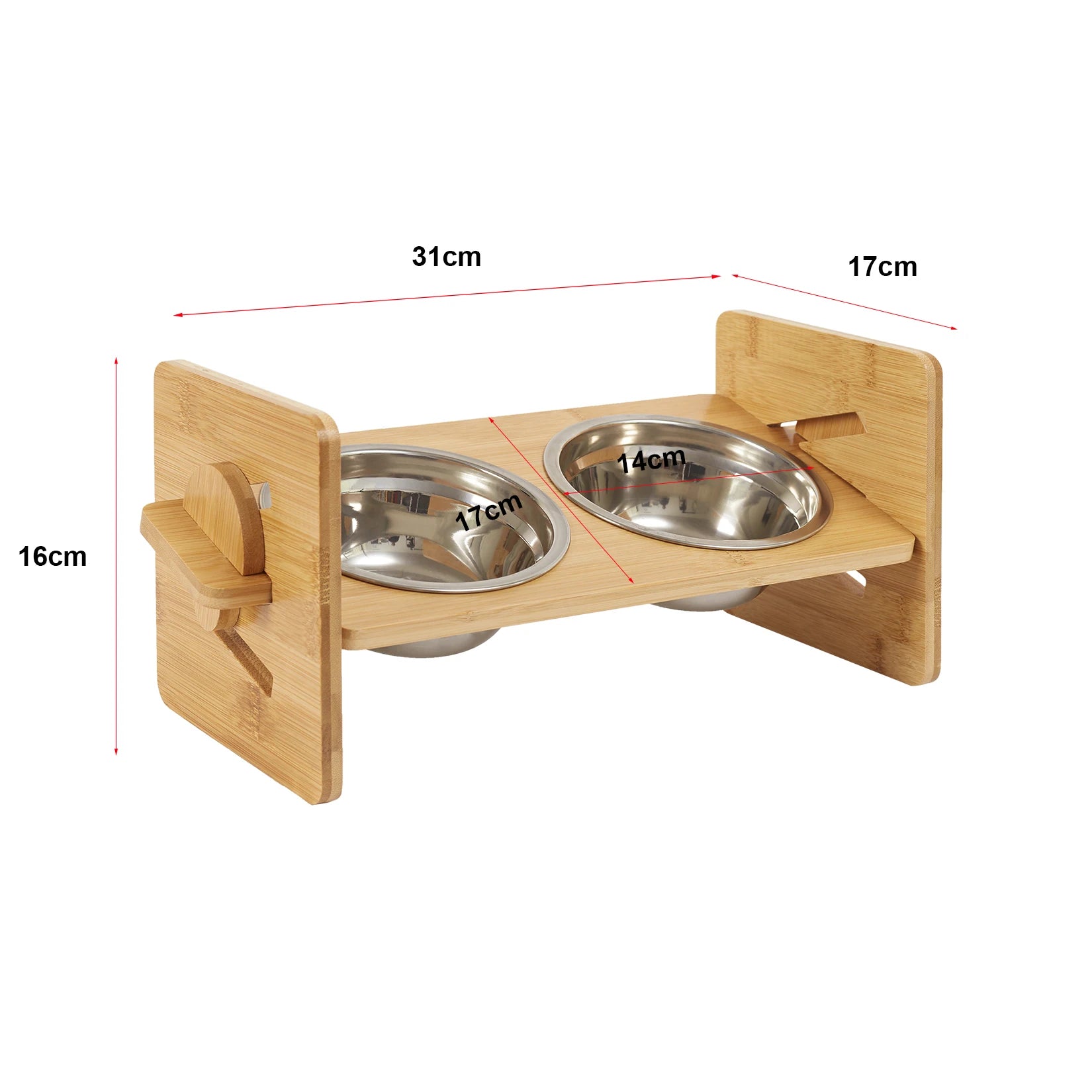 Bamboo Feeder with Stainless Bowls