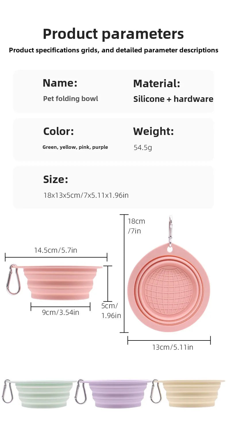 Collapsible Pet Silicone Food Water Bowl