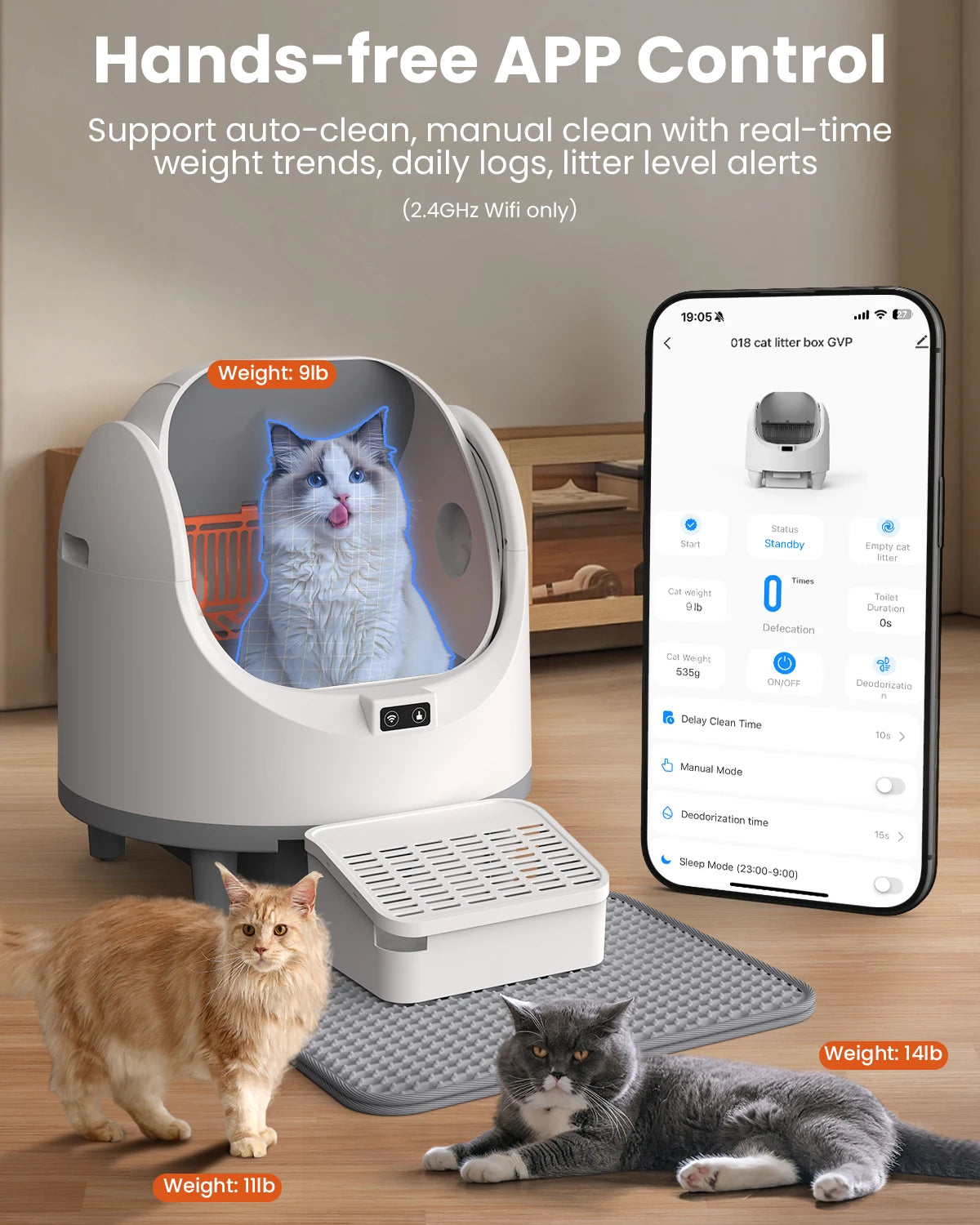 Large Self-Cleaning Cat Litter Box