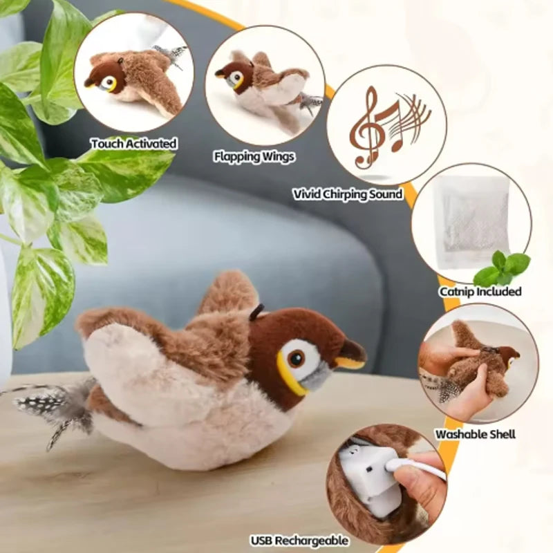 Rechargeable Chirping Flapping Bird Touch Activated