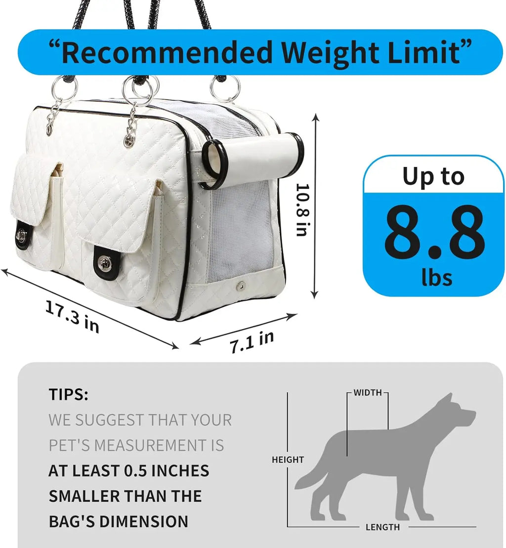 White Patent Leather Pet Purse Carrier