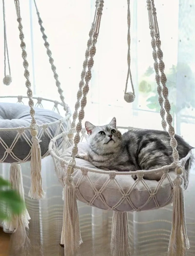 Handwoven Cotton Rope Cat Hammock
