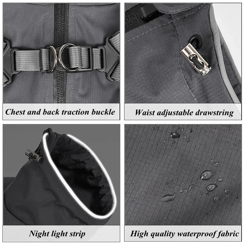 Reflective Dog Raincoat With Harness