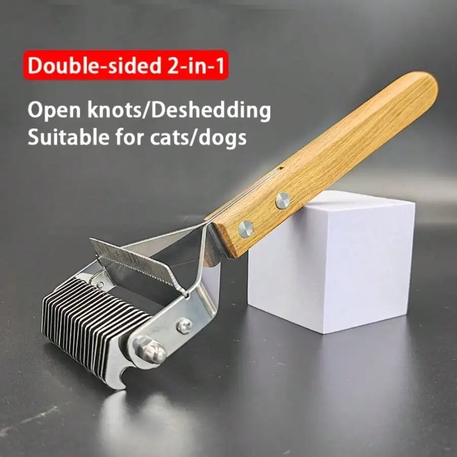 2-in-1 Pet Dematting & Deshedding Comb – Stainless Steel