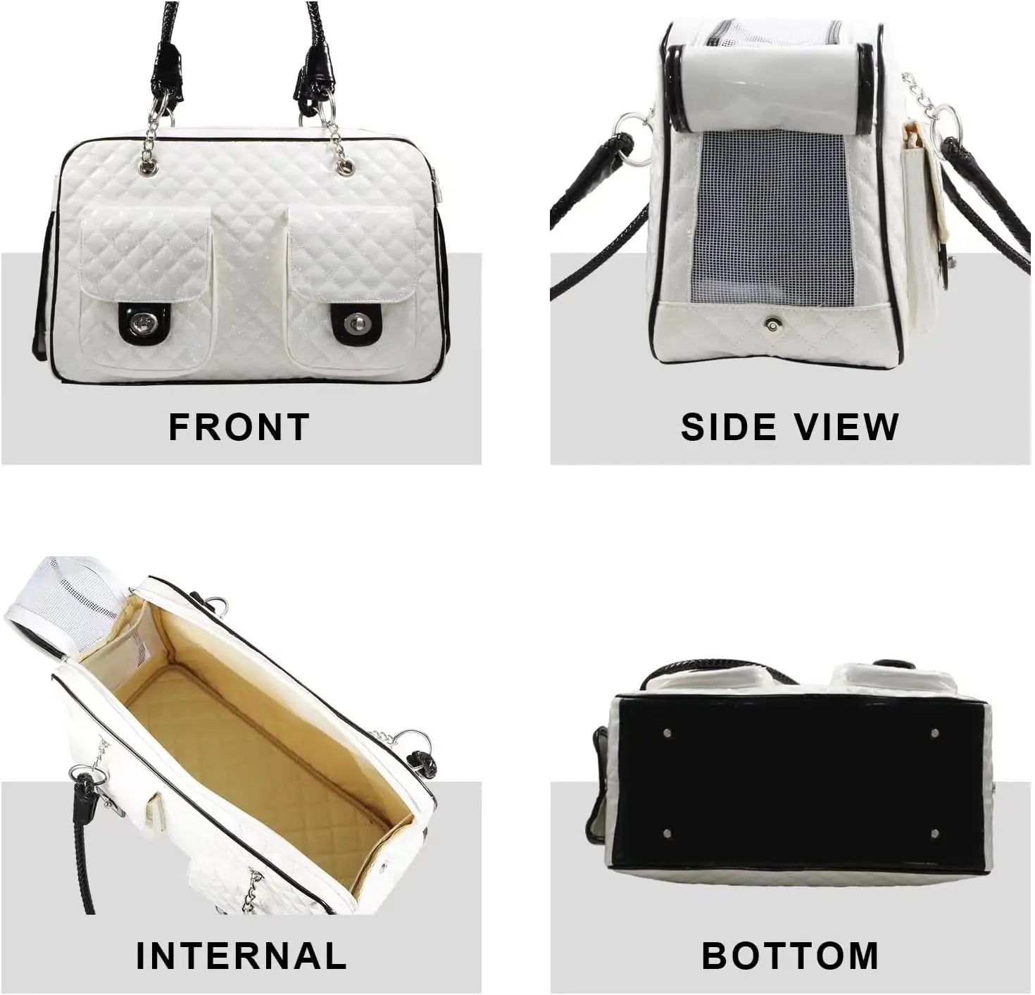 White Patent Leather Pet Purse Carrier