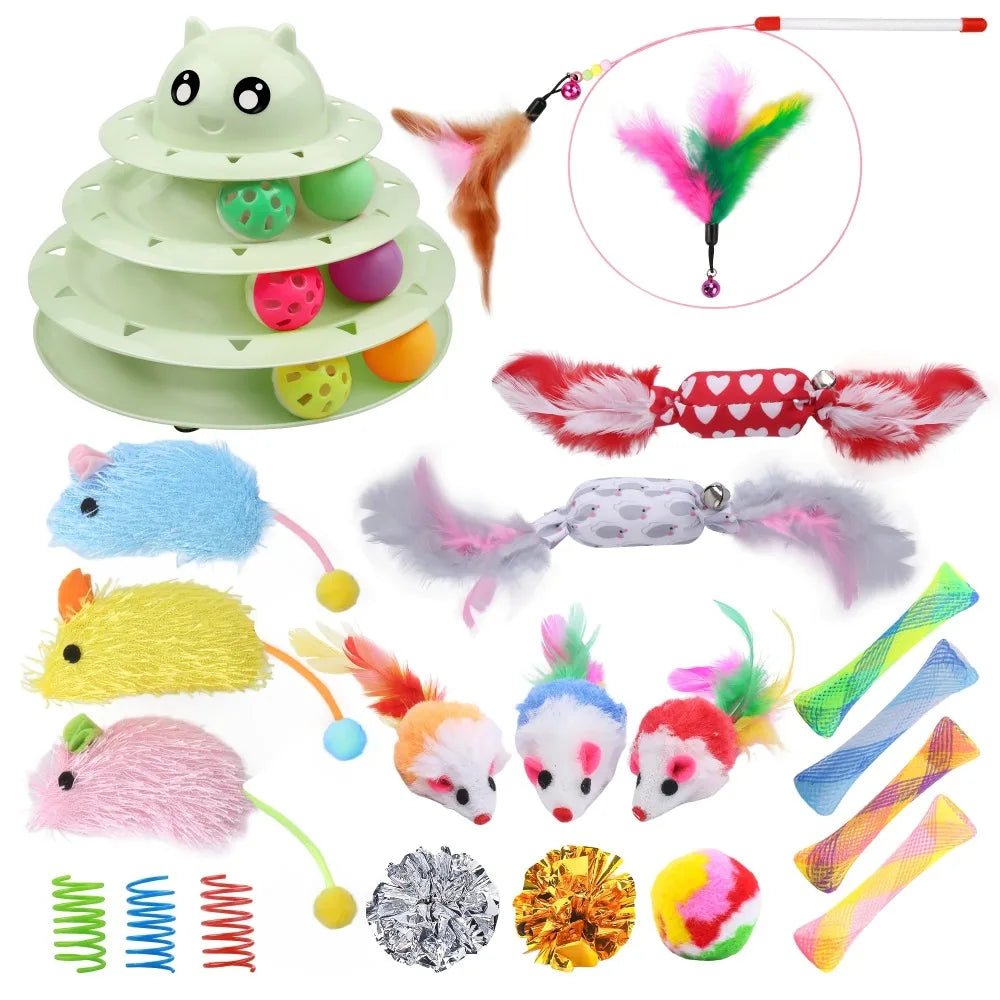 Cat Toy Set with 3-Tier Turntable