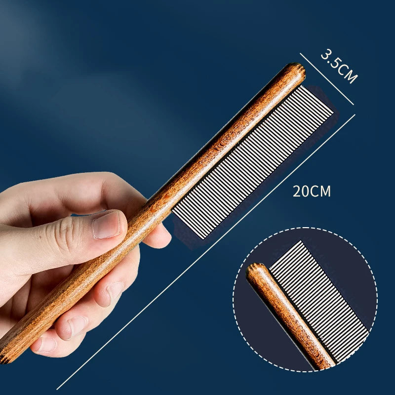 Wooden Handle Stainless Steel Pet Comb