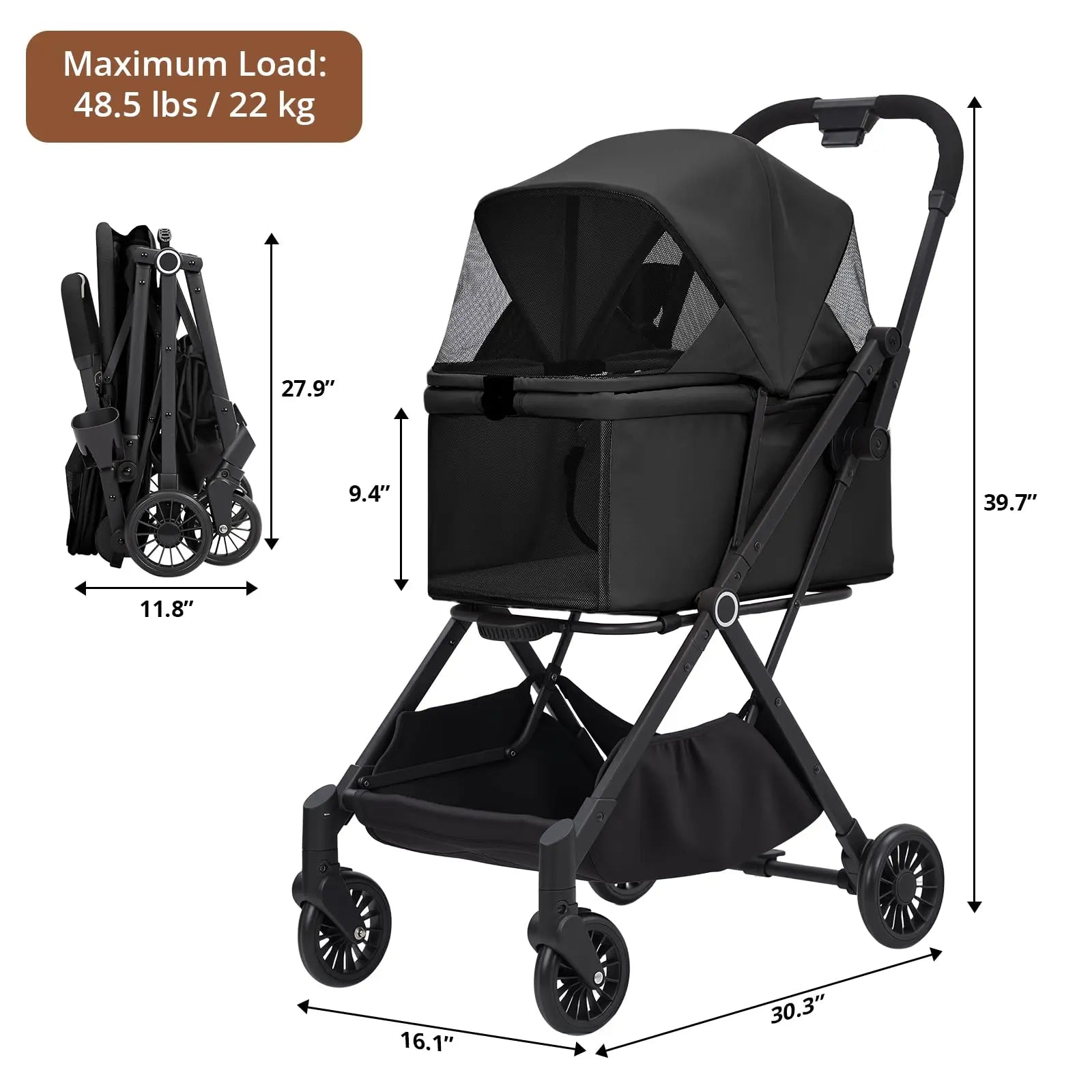 Foldable Lightweight Dog Stroller