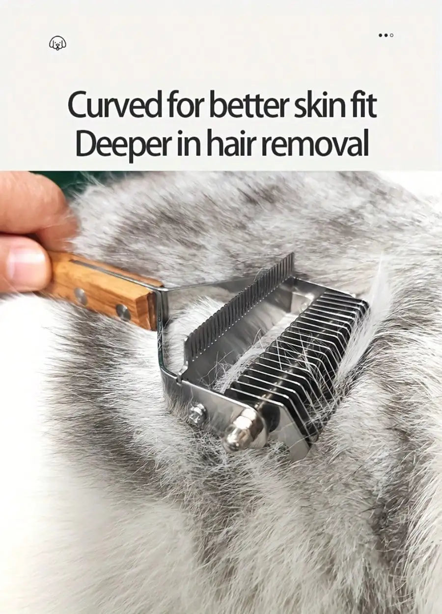 2-in-1 Pet Dematting & Deshedding Comb – Stainless Steel