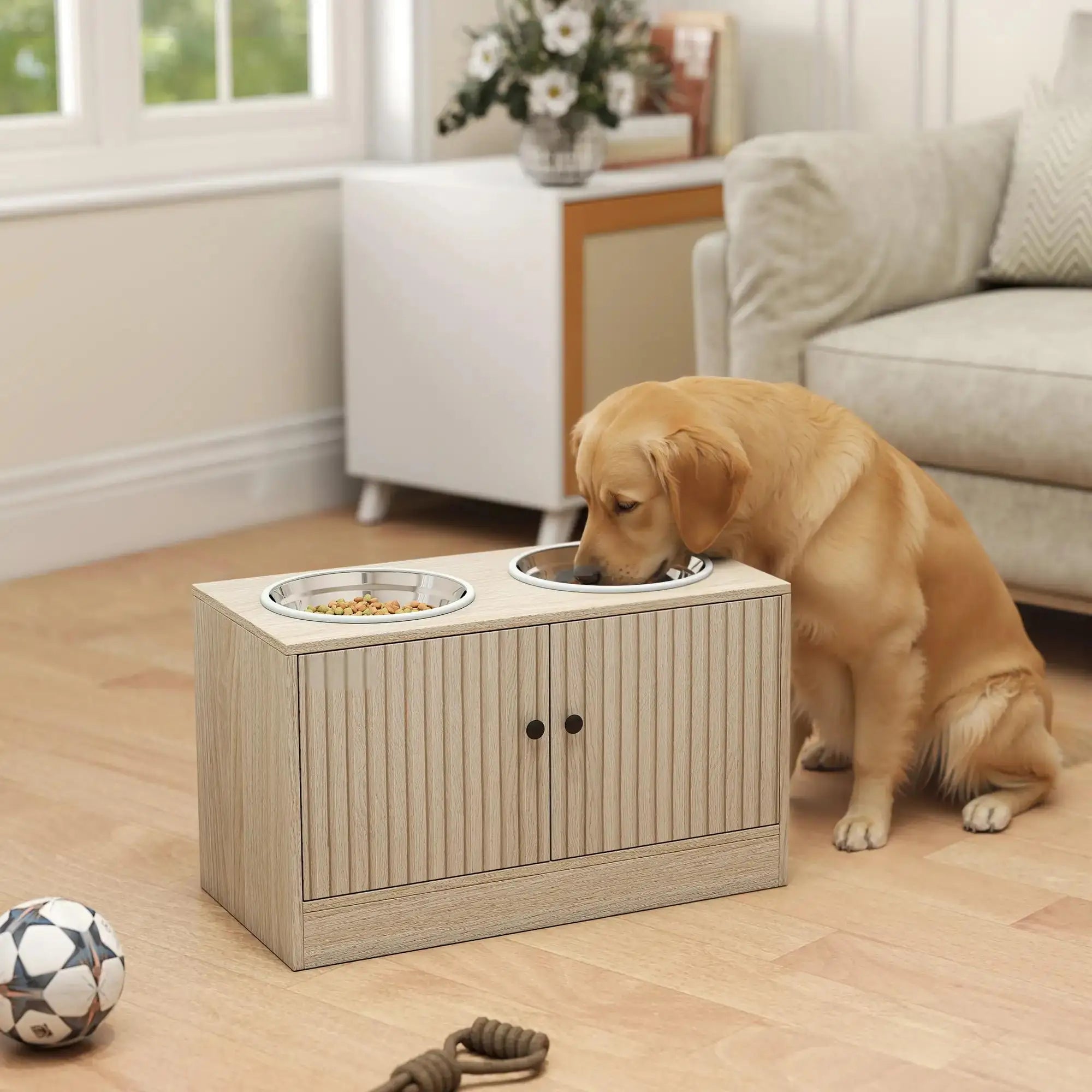 Elevated Dog Bowls with Hidden Storage