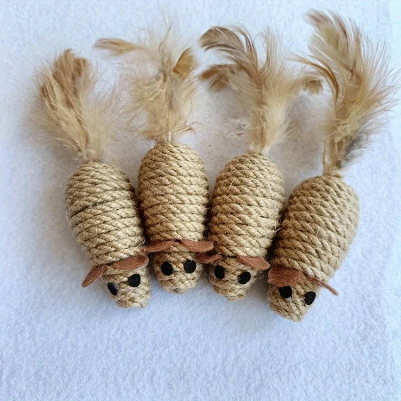 Hemp Rope Feather Mouse Cat Toy 🐱
