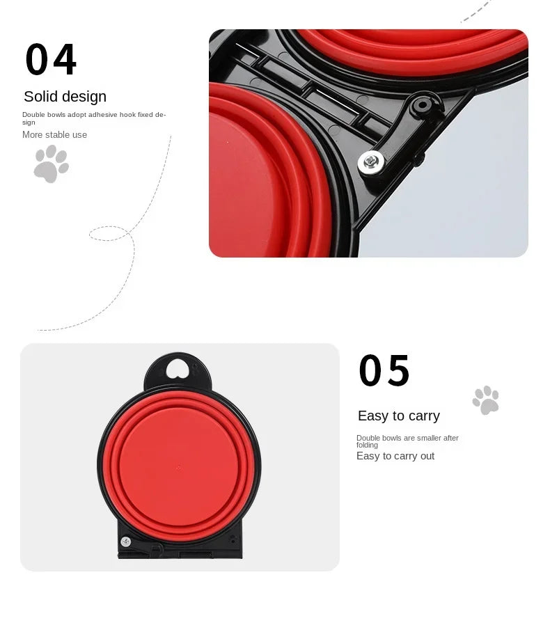 2-in-1 Foldable Dual Pet Bowl